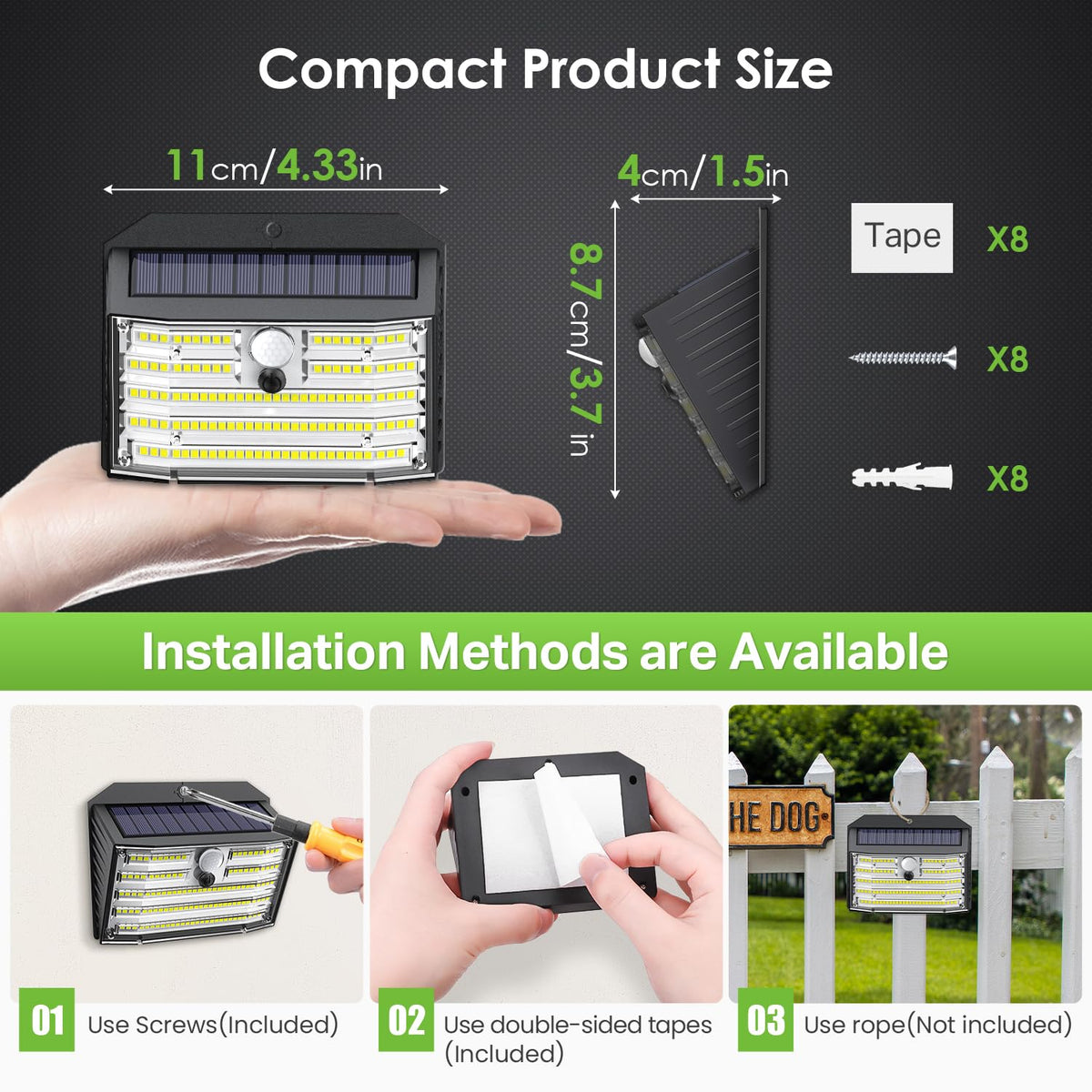 Solar Lights Outdoor [𝟖 𝐏𝐚𝐜𝐤 (Cool White / 8 Pack)