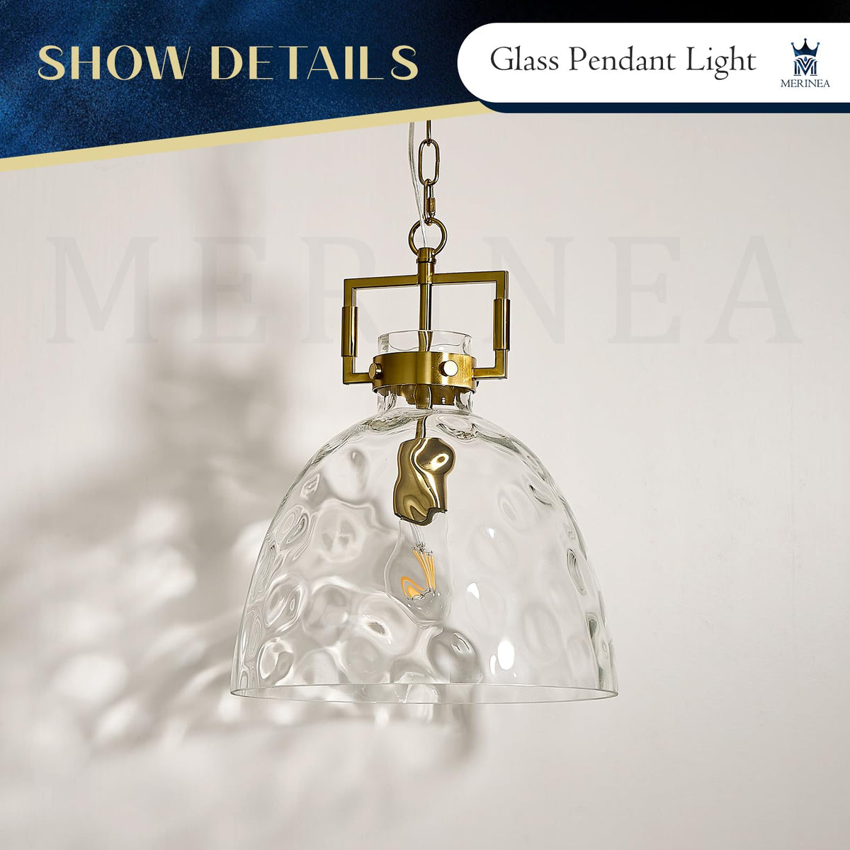 13.8" Gold Glass Pendant Light (Golden)
