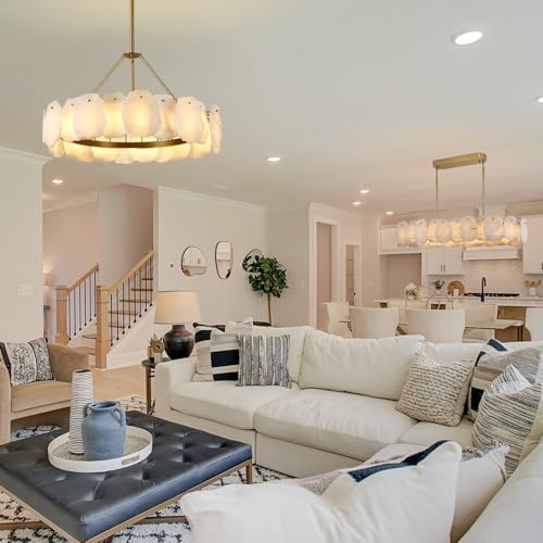 Rectangle Alabaster Chandelier (L43in - Single Tier)