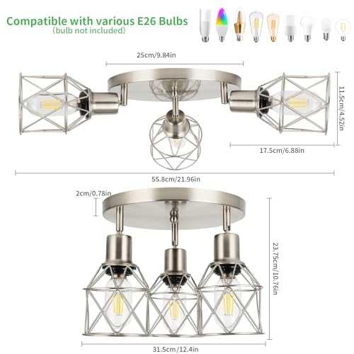 3 Light Track Lighting Fixture Ceiling Light Kitchen Brushed Nickel (Brushed Nickel / 3-Light-Cage)