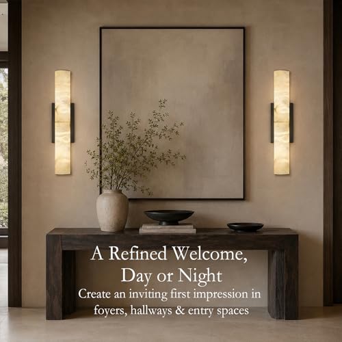 20" Alabaster Wall Sconce (Black-1 PC / 20")