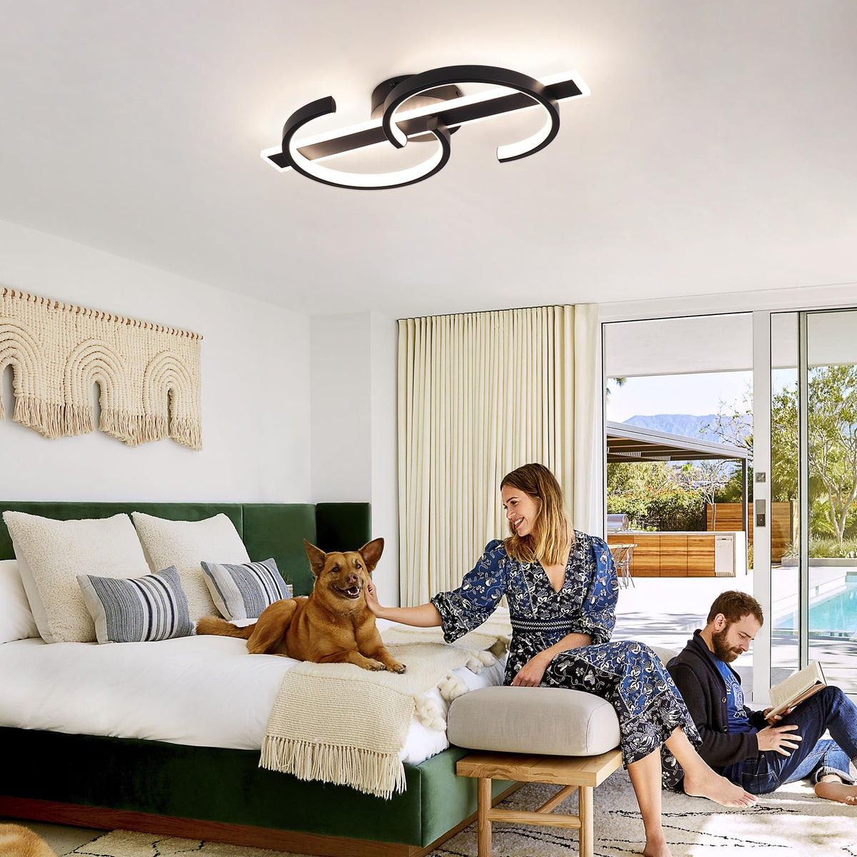Modern LED Ceiling Light 60W Black Hallway Light Fixtures 4000K Aluminum Long Flush Mount LED Ceiling Lamp for Hallway (Black,17.7Inch)