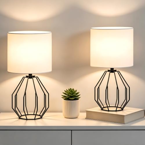 Small Table Lamp Set of 2 Black (Black 2 Pack)
