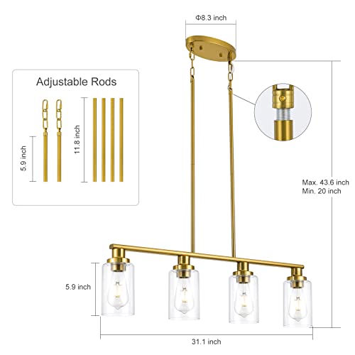 Kitchen Island Lighting (4-Light / Gold)