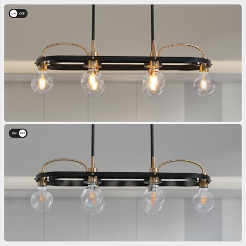 6 Lights Rectangular Chandelier (Black)