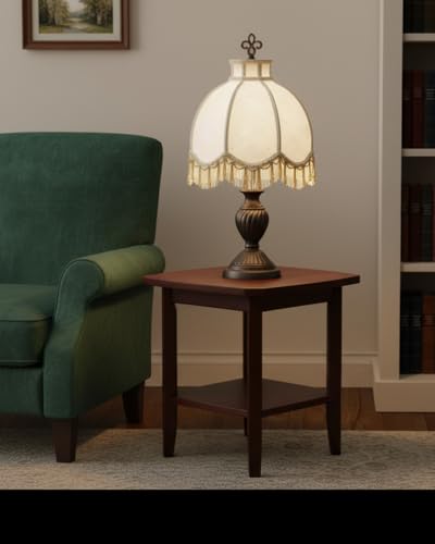 30629 Tranditional Scallop Dome Shape Spider Construction Lamp Shade in Pearl White Linen Fabric (Pearl White & 13" Wide)