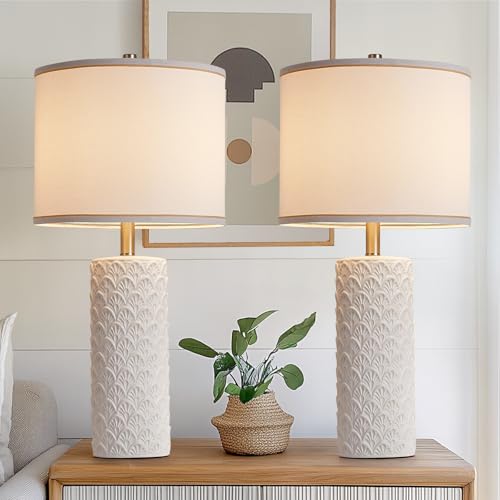 27" Farmhouse Table Lamp Set of 2 for Living Room Bedroom (White3 / 27")
