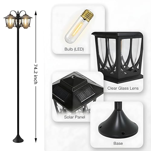 73” Solar Lamp Post Light Outdoor