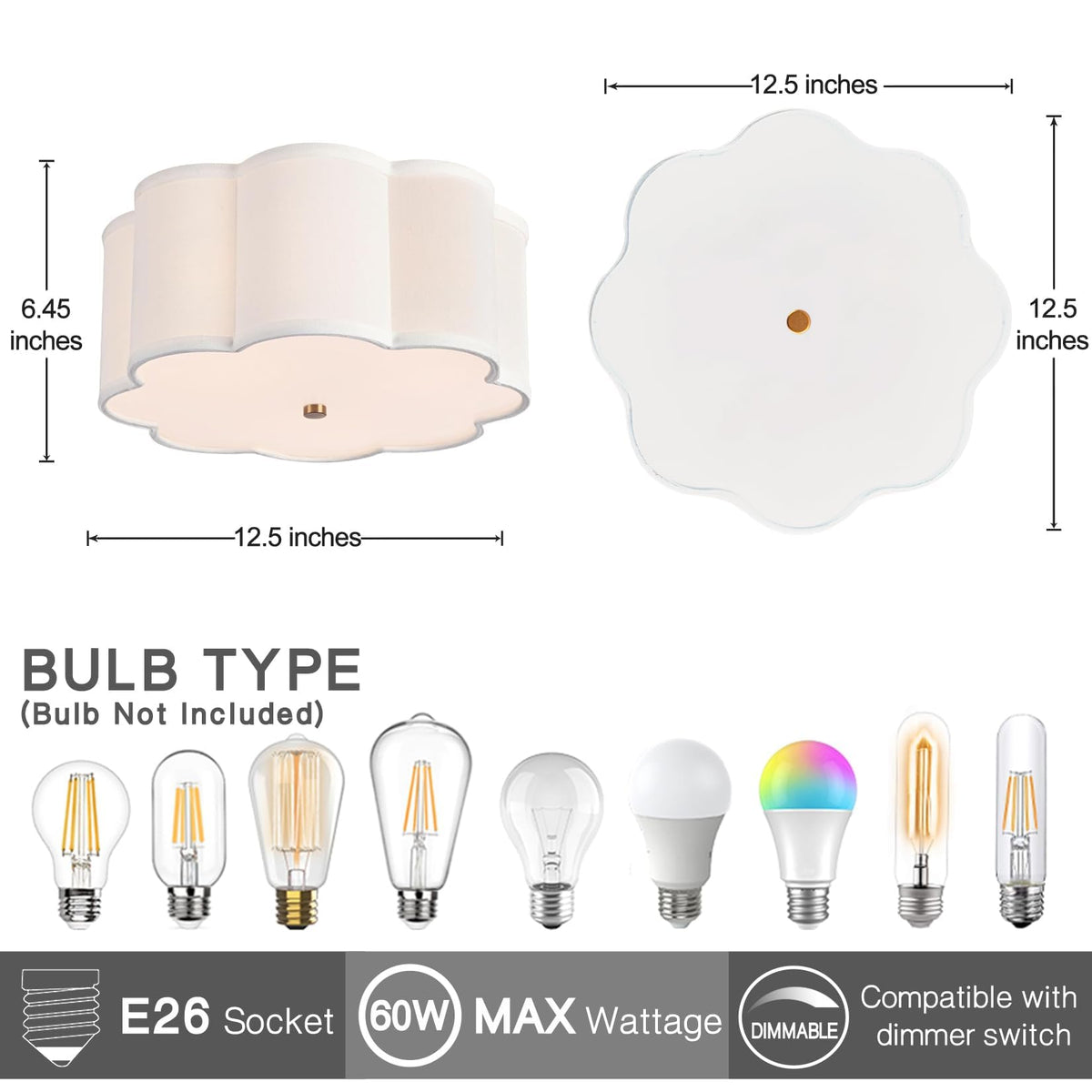 Flush Mount Ceiling Light (Gold, White / 13 inch)