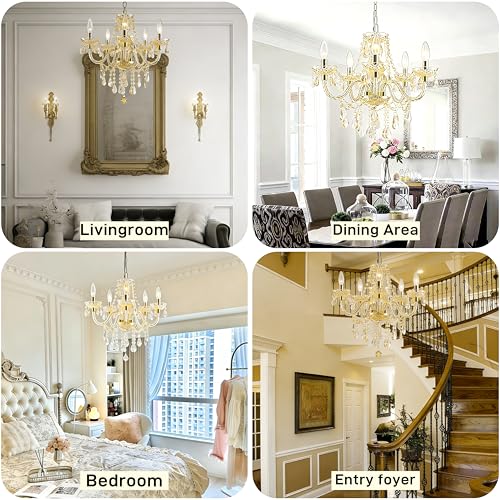 Plug in 5 Light Gold Acrylic Crystal Hanging Pendant Chandelier (Gold)