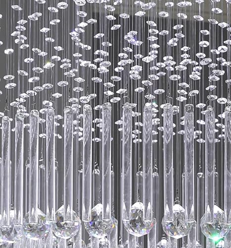 D32 x H79'' Modern Crystal Chandelier for High Ceiling Large Foyer Chandeliers for Living Room Entryway Staircase Villa (Silver / D32"X H79")