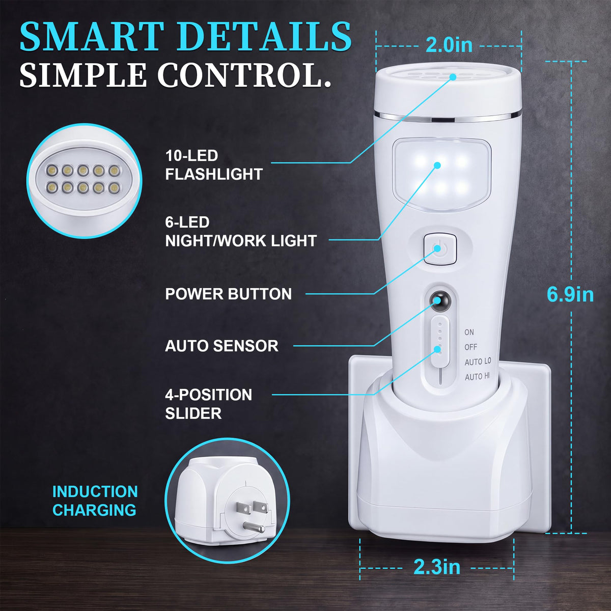 4 Pack Rechargeable Emergency Light with Auto On Power Outage (White)