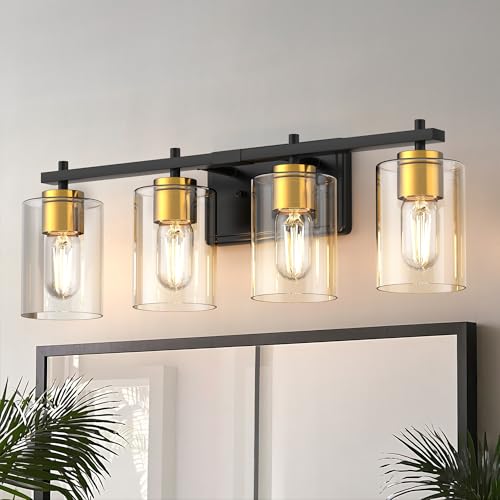 Bathroom Vanity Light Over Mirror (Gold and Black / 4-Light)