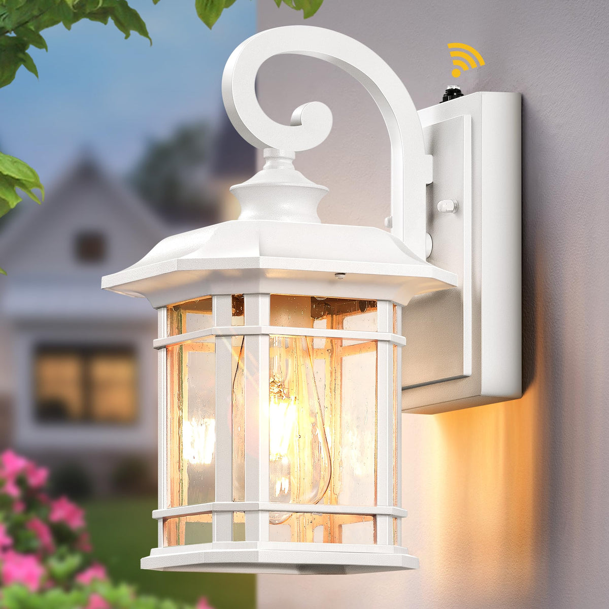 White Outdoor Wall Lights (White / 12.4 in Dusk to Dawn 1 Pack)