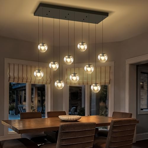 Modern Rectangular Chandelier (Black-Clear / Rectangle 10-Light)