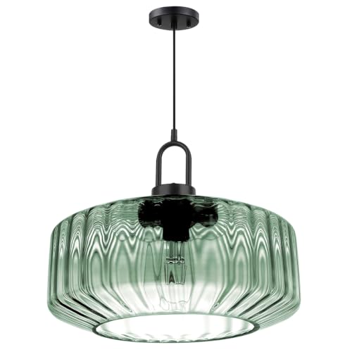 Glass Pendant Light fixtures Kitchen Island Modern Black Pendant Lights with Hand Blown Glass Shade 1