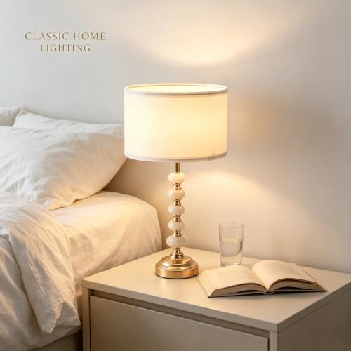 Crystal Table Lamp (Marble columns+White)