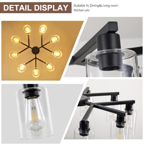 9 Light Black Modern Farmhouse Chandelier (Black / 9-Lights/29.5")