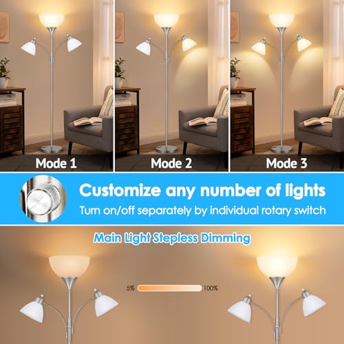 Torchiere Floor Lamps for Living Room (Nickel)
