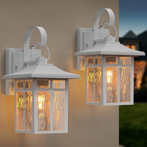 Dusk to Dawn Outdoor Wall Lights (White / 12.75 inch)