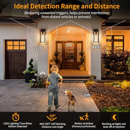 15'' Oil Rubbed Bronze Motion Sensor Outdoor Front Porch Light Fixtures Wall Mount (14.8'' / Oil-Rubbed Bronze)