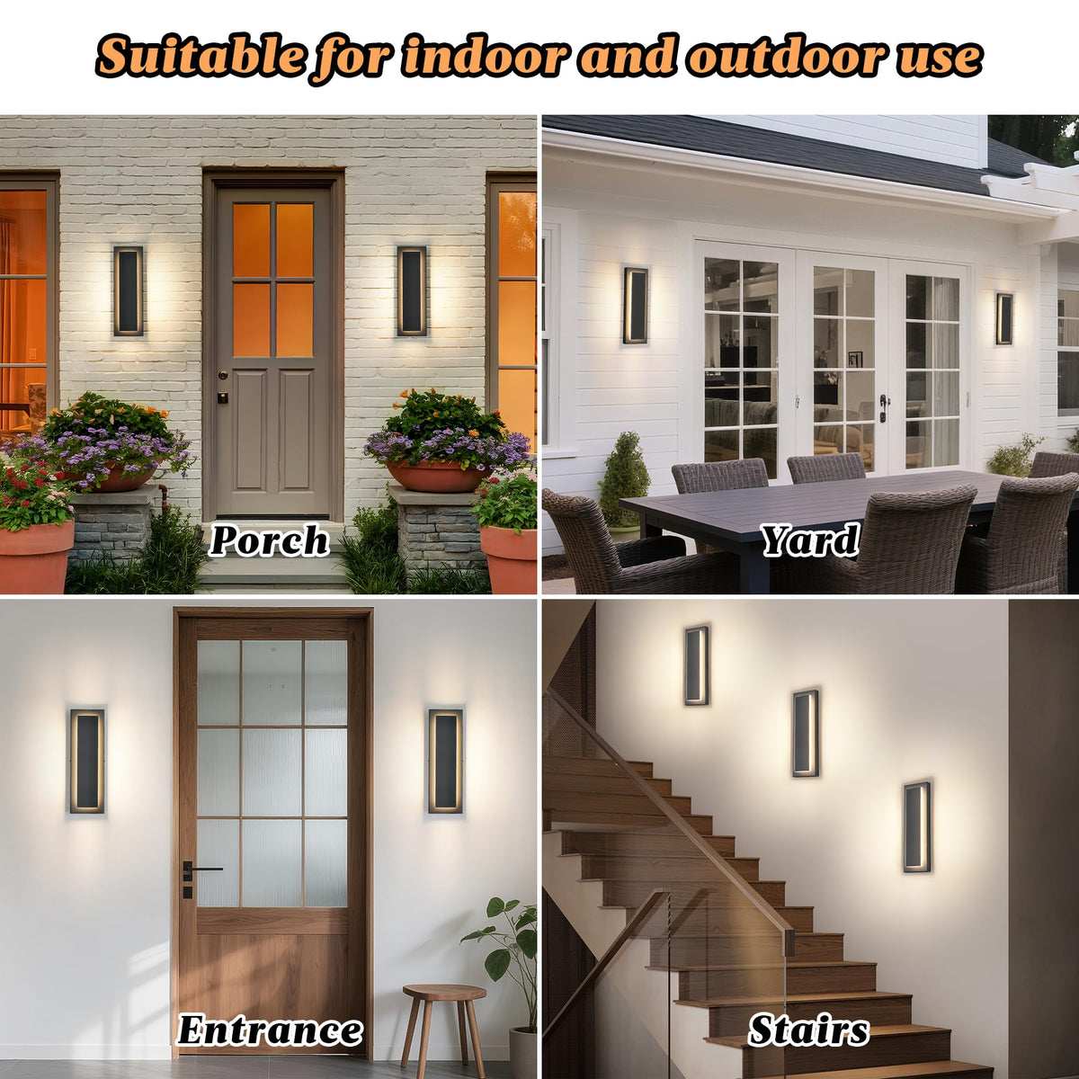 15.7 in Outdoor Wall Sconce Light (Black 1-tier Modern Design / 15.7 Inches（40 cm）)