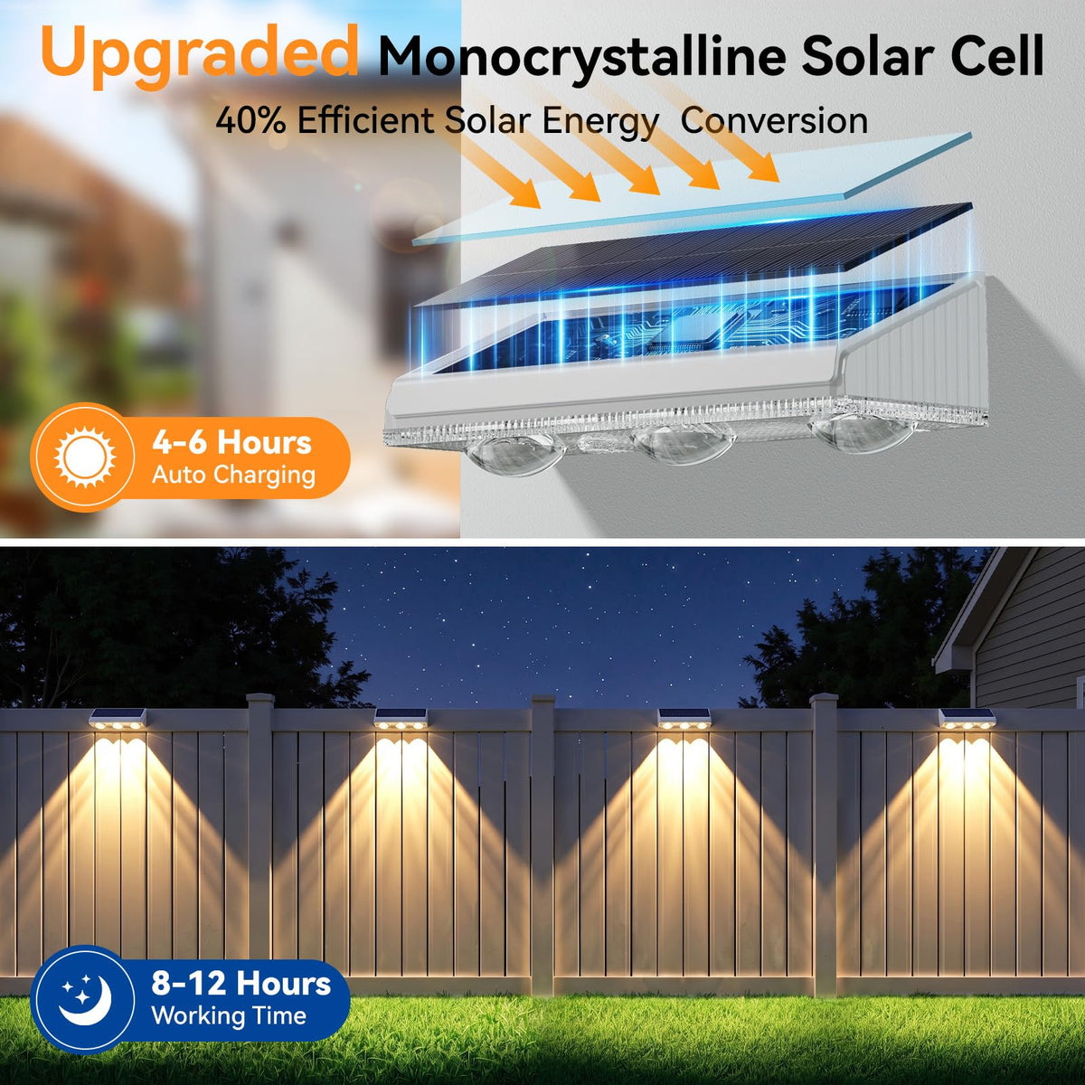 Solar Fence Lights Outdoor 10 Pack (White Shell)