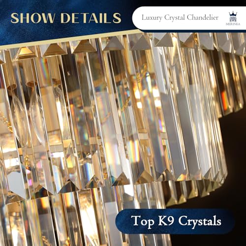 Gold Crystal Chandeliers 12 Lights 24" Luxury Round Chandelier (Gold / Medium-24”)