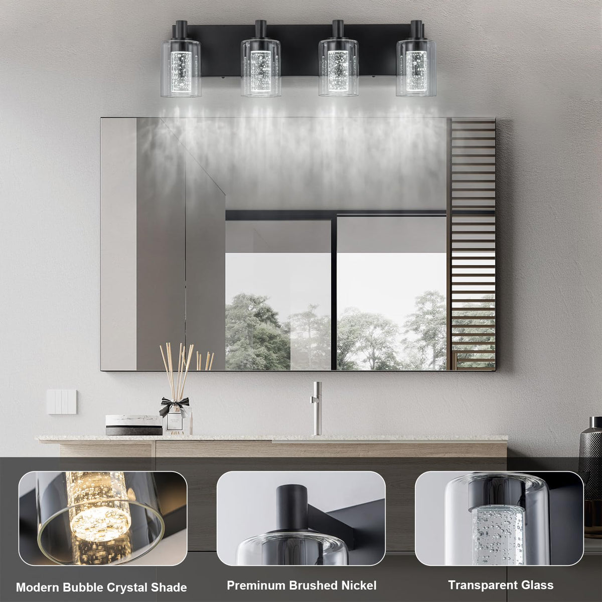 Vanity Light with 3 Color Modes (4-light / Black)