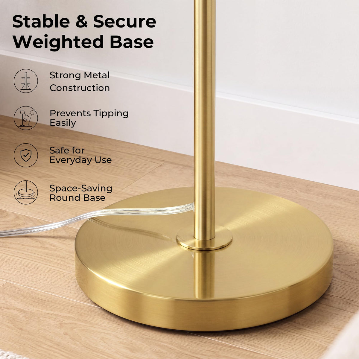 Gold Floor Lamp for Living Room (Gold+White Shade)