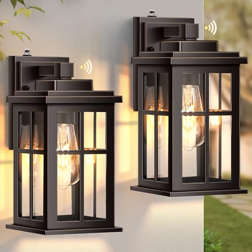 Anti Rust Dusk to Dawn Outside Lights (Dusk to Dawn 2 Pack / Oil-Rubbed Bronze(Gold Trim))