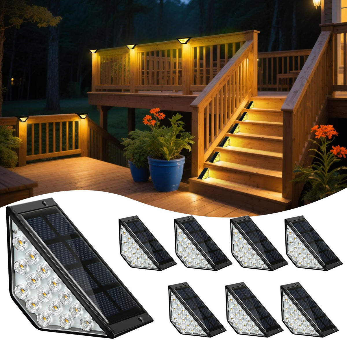 Solar Step Lights for Outside (Warm White)