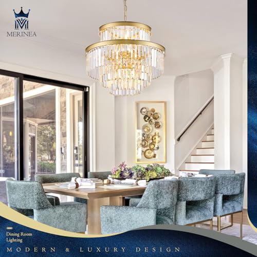 Gold Crystal Chandeliers 15 Lights 22" Luxury Round Chandelier (Gold / Medium-21.6”)