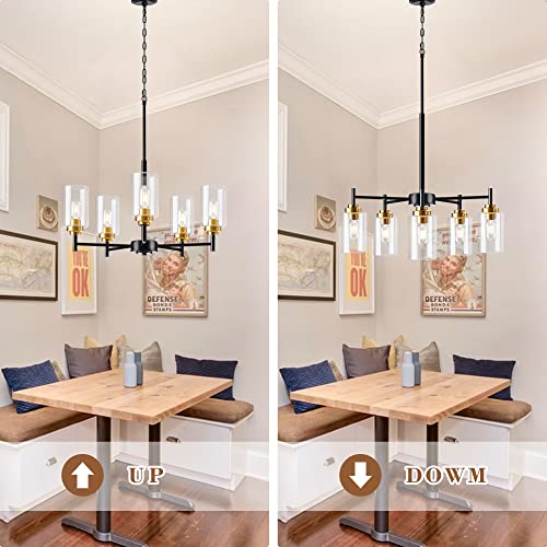 Kitchen Island Lighting Modern Glass Chandelier Black& Gold (Black&Gold / 5-light)