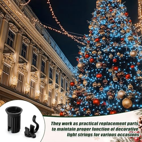 100 Pcs C7 E12 Replacement Sockets for Christmas Lights (Black)
