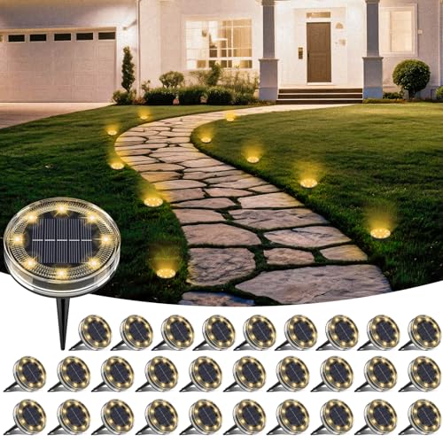 30 Pack Solar Ground Lights (Warm White / 30 Pack)