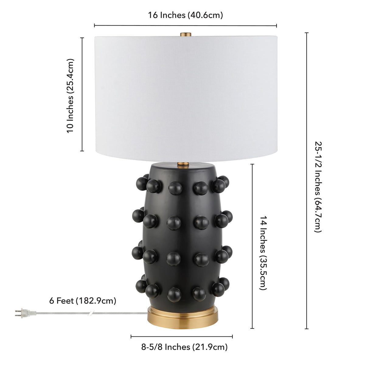 26" Modern 1 Light Table Lamp (Flat Black)