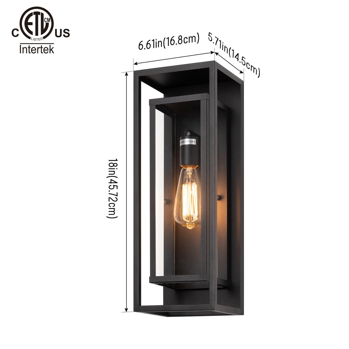 18" Modern Outdoor Porch Wall Light (Matte Black / 18-inch)