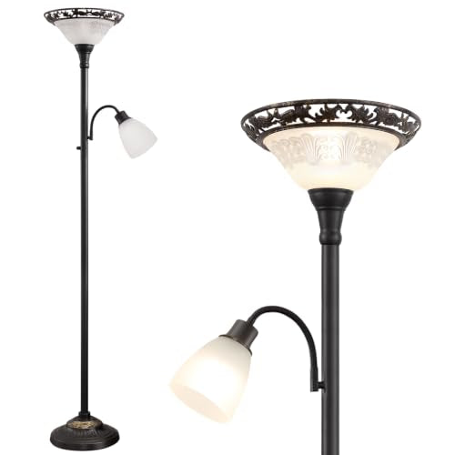 Torchiere Floor Lamps for Living Room (Black,White)