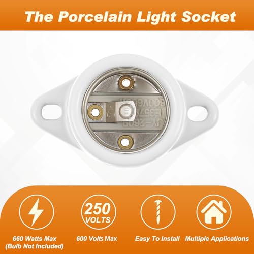 8 Pcs E26 Light Socket Porcelain Keyless Lamp Holder