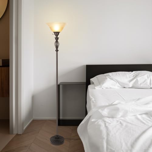 Torchiere Floor Lamps for Living Room (Dark Brown)