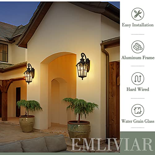 Farmhouse 25 Inch Outdoor Wall Lantern Sconce (Black - Water Glass / 24.9 Inch - No Function)