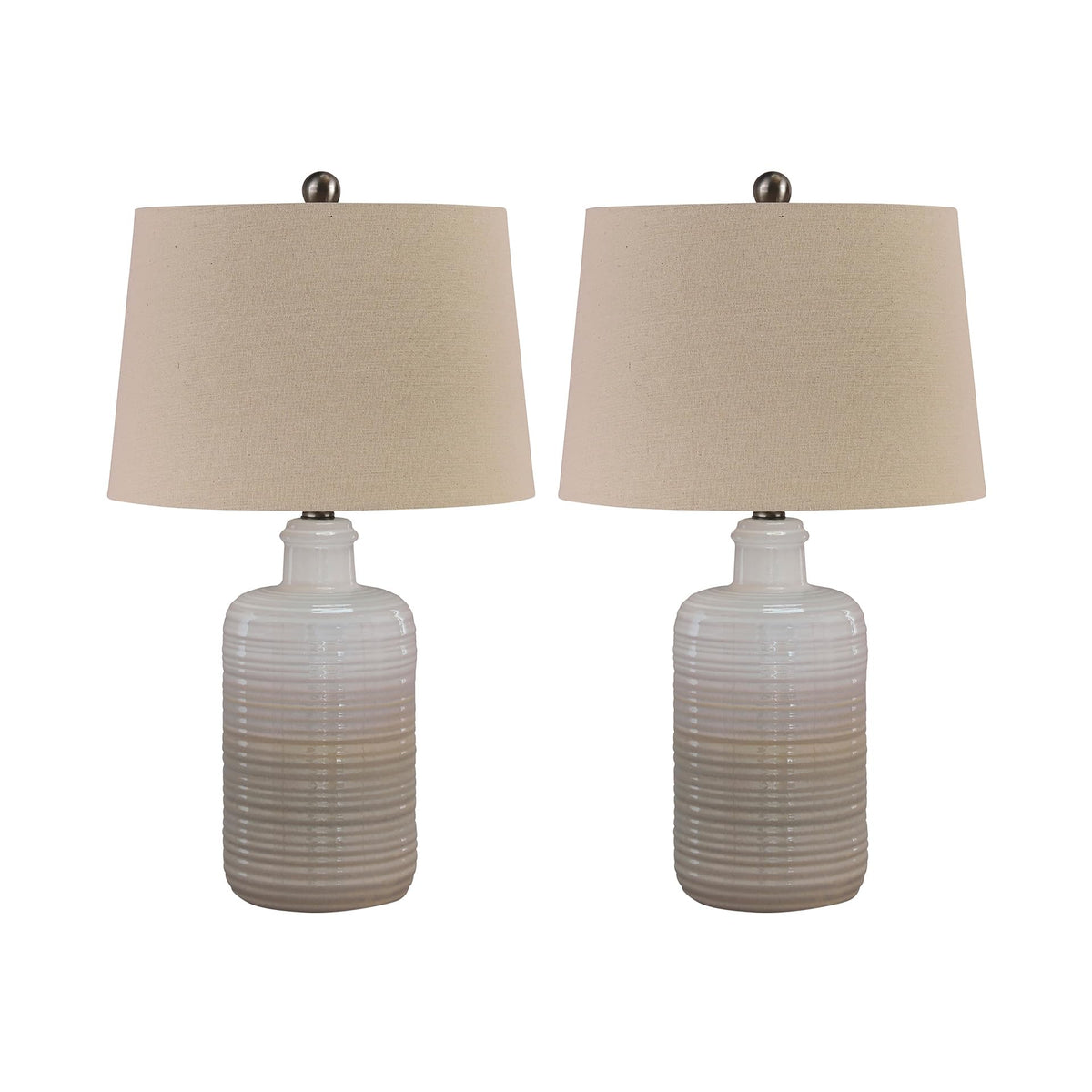 25 in Ceramic Table Lamp Set of 2 (Taupe)