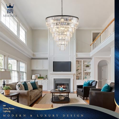 Black Crystal Chandeliers 22 Lights 36" Luxury Round Chandelier (Black / Large-35.4”)
