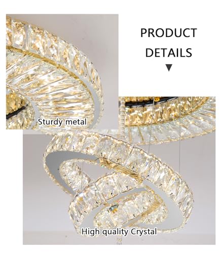 Modern Chandelier for Living Room Light Indoor LED Dimmable Lights Ceiling Chandeliers for Dining Room Bedroom Entryway Silver 45W LEDs Fixtures 3600 Lumens (Silver / W24")