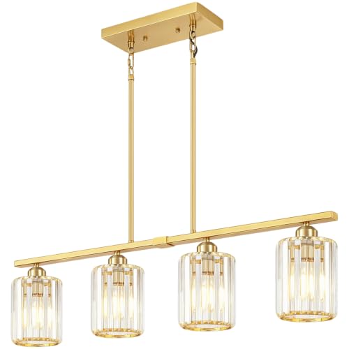 Crystal Linear Chandelier Modern Dining Room Light Fixtures Over Table