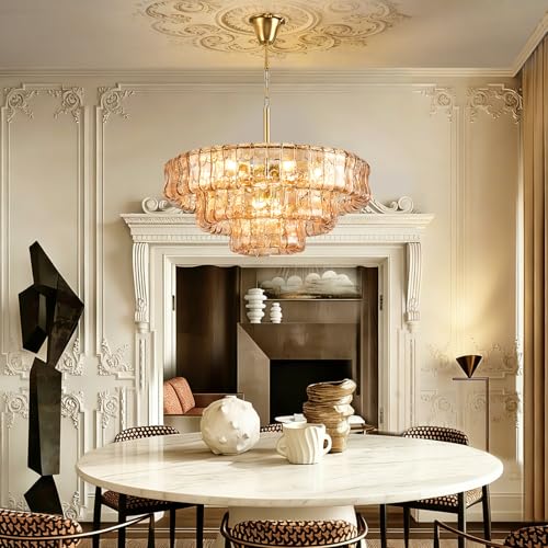 23in Large Chandelier Gold (Round Amber & Gold Chain / 23.6in)