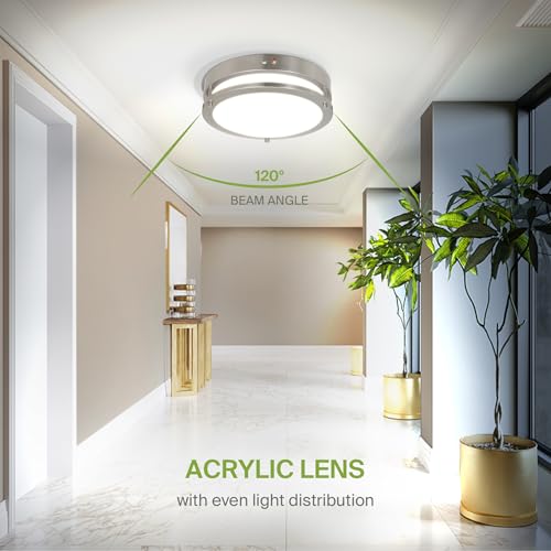 LED 12" Round Flush Mount Lighting (Brushed Nickel)