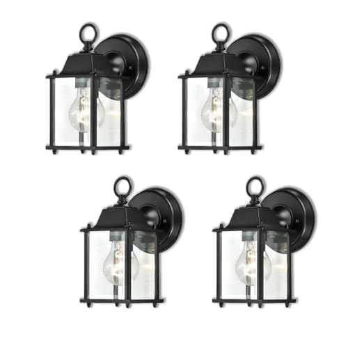 4 Packs Outdoor Wall Lantern (4 Pack / Black)