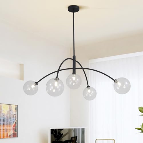 Chandelier 6 Lights Modern Nordic Gold Sputnik Chandelier Hanging Lighting Glass Globe Ceiling Pendant Light Fixtures